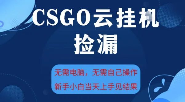 CSGO云挂G全自动捡漏，最新独家玩法，无需电脑操作，新手小白日入5张+【揭秘】_抖汇吧