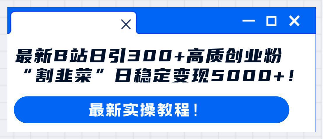 哔哩哔哩（B站）引流高质量创业粉教程：日引300+，“割韭菜”日稳定变现5000+！_抖汇吧