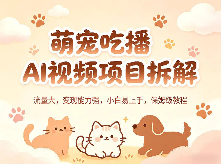 萌宠吃播AI视频项目拆解，流量大，变现能力强，小白易上手，保姆级教程_抖汇吧