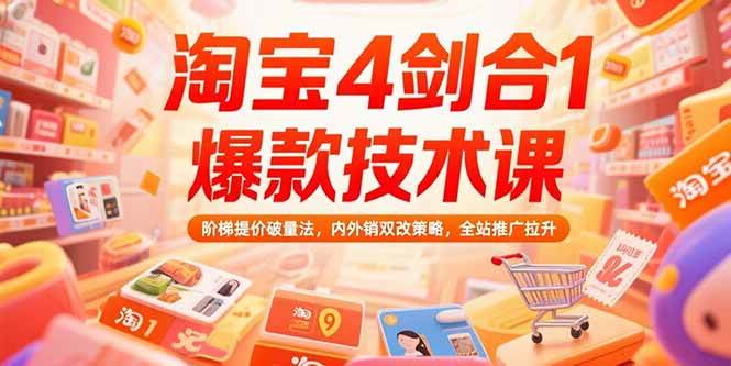 （15415期）淘宝4剑合1爆款技术课，阶梯提价破量法，内外销双改策略，全站推广拉升_抖汇吧