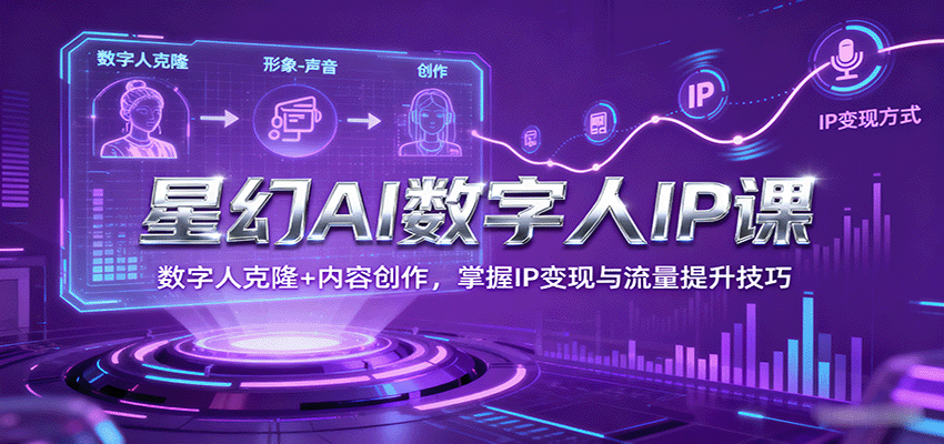 星幻AI数字人IP课，数字人克隆+内容创作，掌握IP变现与流量提升技巧_抖汇吧