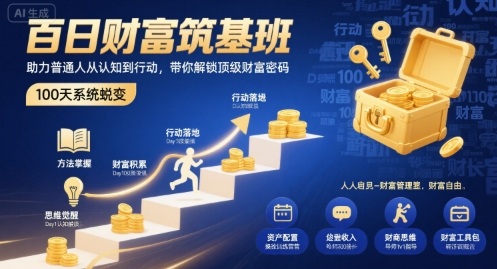 百日财富筑基班，助力普通人从认知到行动，带你解锁顶级财富密码_抖汇吧