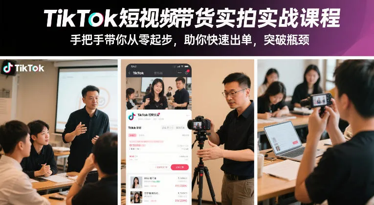 TikTok短视频带货实拍实战课程,手把手带你从零起步,助你快速出单,突破瓶颈_抖汇吧