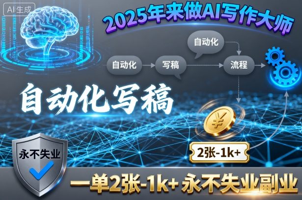 2025年来做AI写作大师，自动化写稿，一单2张-1k+，永不失业副业_抖汇吧