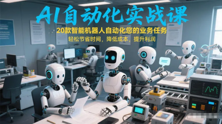 AI自动化实战课:20款智能机器人自动化您的业务任务,轻松节省时间,降低成本,提升利润_抖汇吧