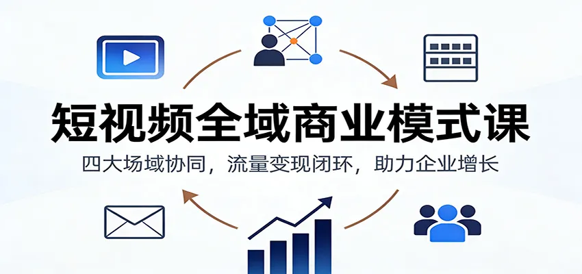 短视频全域商业模式课：四大场域协同，流量变现闭环，助力企业增长_抖汇吧