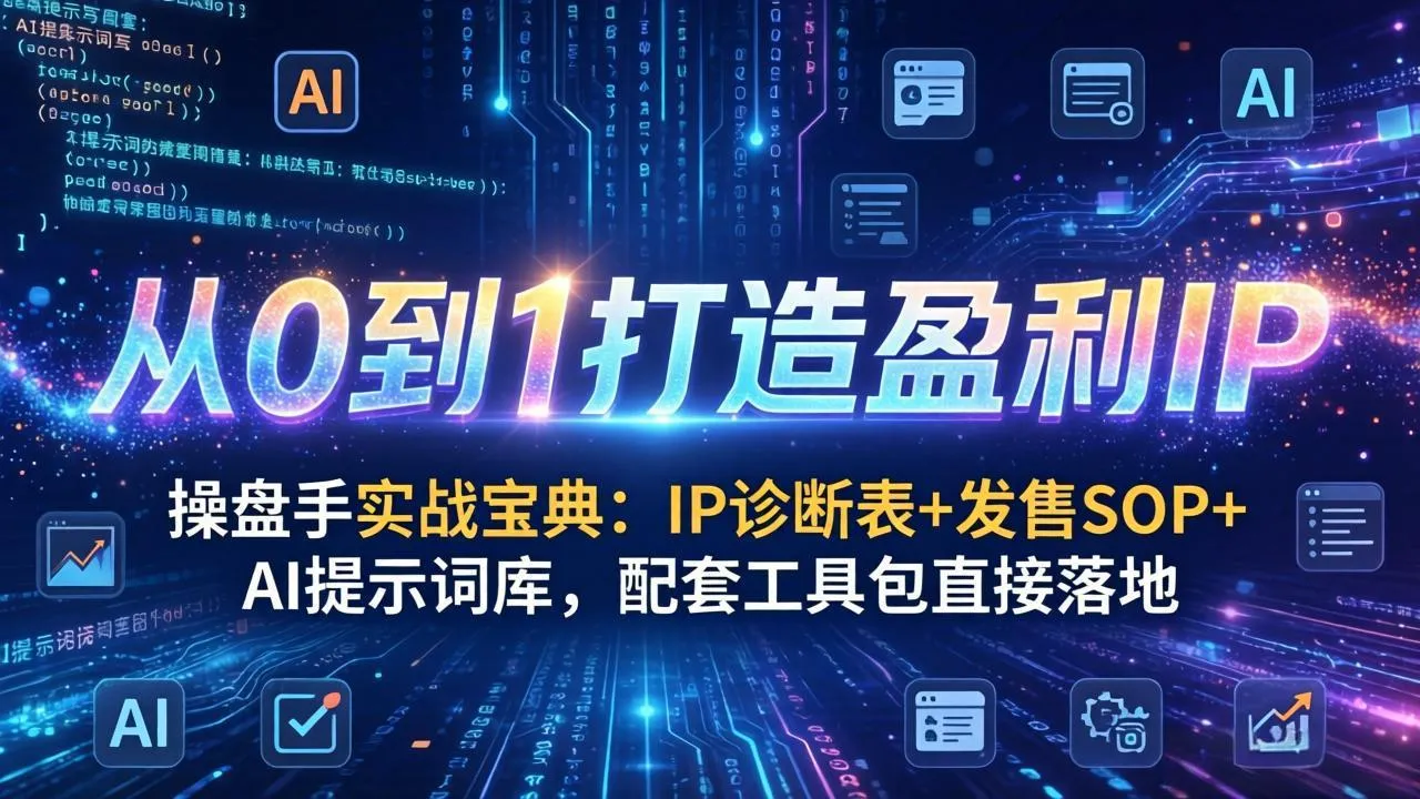 操盘手实战宝典：IP诊断表+发售SOP+AI提示词库，配套工具包直接落地，从0到1打造盈利IP_抖汇吧