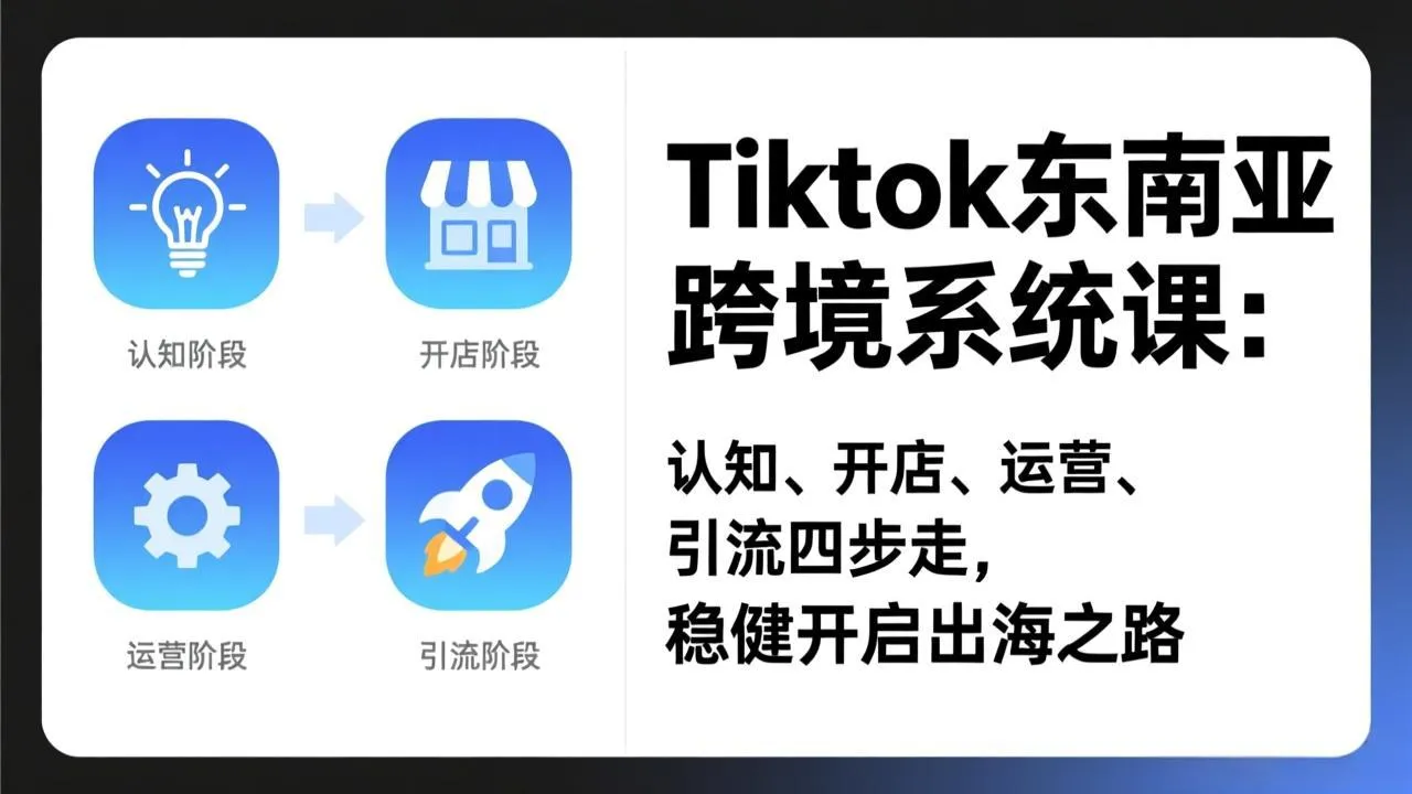 TikTok东南亚跨境系统课：认知、开店、运营、引流四步走，稳健开启出海之路_抖汇吧