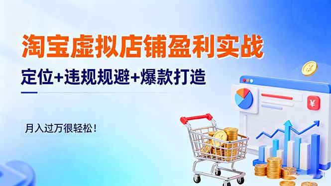 (16387期)淘宝虚拟店铺盈利实战:定位+违规规避+爆款打造,月入过万很轻松!_抖汇吧