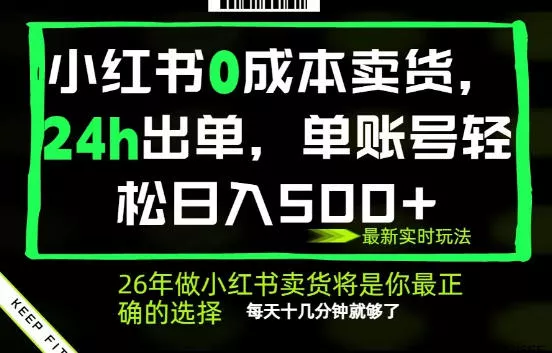 小红书0成本AI卖货，24小时出单，全流程托管，保底日入500+，每天十几分钟就够了【揭秘】_抖汇吧