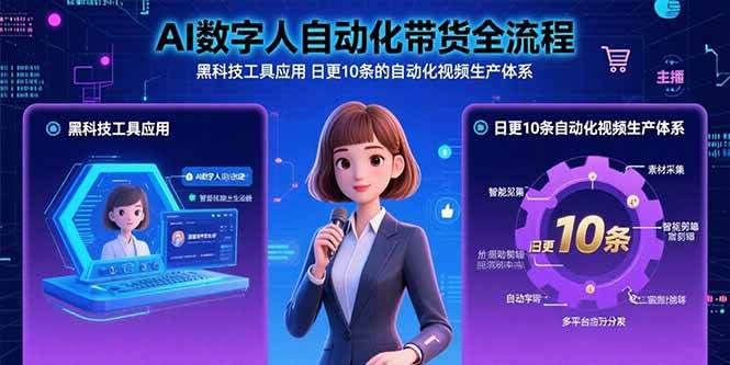 （15699期）AI数字人自动化带货全流程：黑科技工具应用 日更10条的自动化视频生产体系_抖汇吧