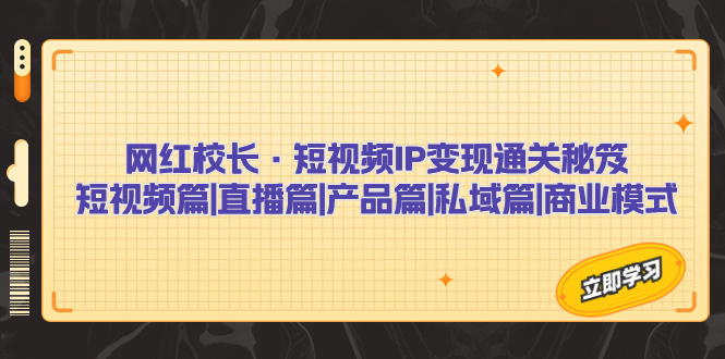 网红校长·短视频IP变现通关秘笈：短视频篇+直播篇+产品篇+私域篇+商业模式_抖汇吧