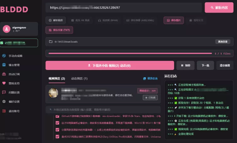哔哩哔哩b站视频最新下载工具,支持合集下载,字幕、声音下载,BLDDD