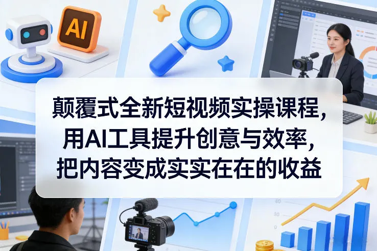 颠覆式全新短视频实操课程，用AI工具提升创意与效率，把内容变成实实在在的收益_抖汇吧