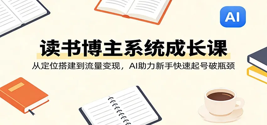 读书博主系统成长课：从定位搭建到流量变现，AI助力新手快速起号破瓶颈_抖汇吧