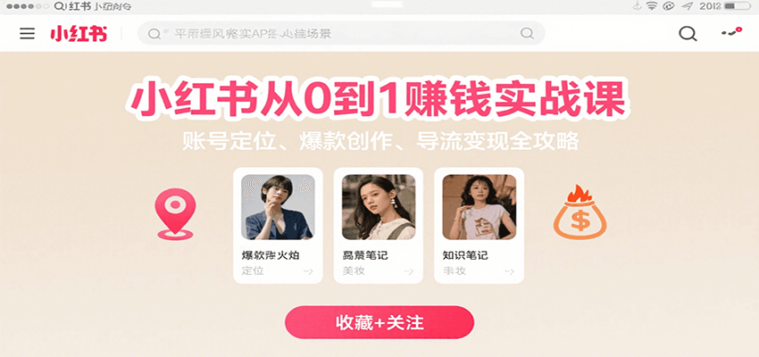 小红书从0到1赚钱实战课：账号定位、 爆款创作 、导流变现全攻略_抖汇吧