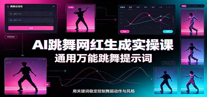 AI跳舞网红生成实操课：通用万能跳舞提示词，多模型适配，人物舞蹈视频制作全套教学_抖汇吧