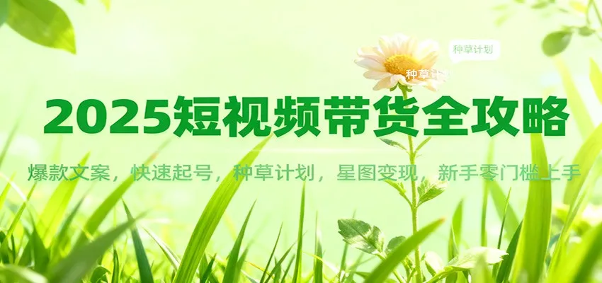 2025短视频带货全攻略:爆款文案,快速起号,种草计划,星图变现,新手零门槛上手_抖汇吧