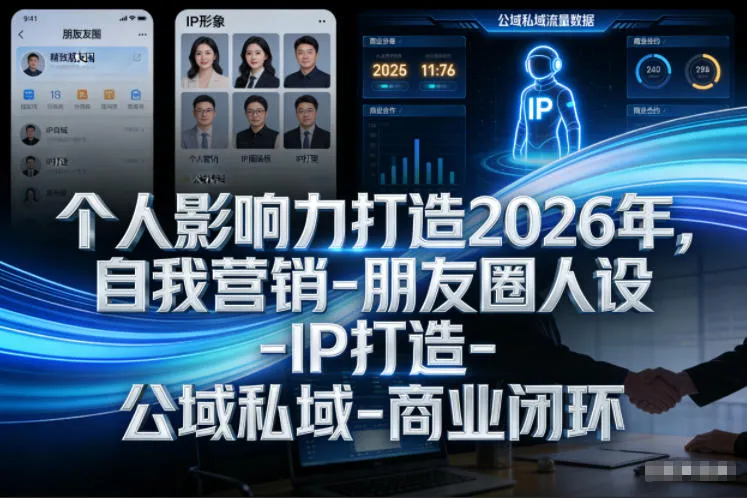 个人影响力打造2026年,自我营销-朋友圈人设-IP打造-公域私域-商业闭环_抖汇吧