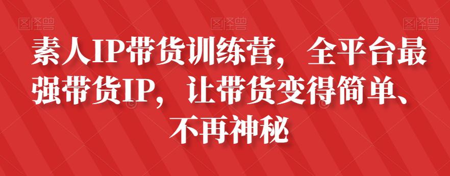 素人IP带货攻略：全平台最强带货IP，让带货变得简单、不再神秘_抖汇吧