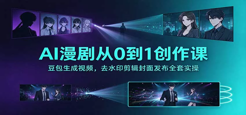 AI漫剧从0到1创作课：豆包生成视频，去水印剪辑封面发布全套实操_抖汇吧