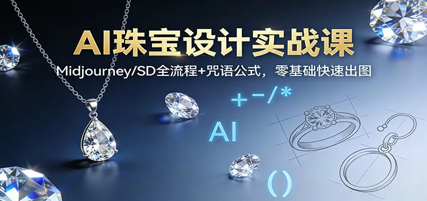 AI珠宝设计实战课：Midjourney/SD全流程+咒语公式，零基础快速出图_抖汇吧
