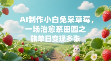 AI制作小白兔采草莓，一场治愈系田园之旅单日变现多张_抖汇吧
