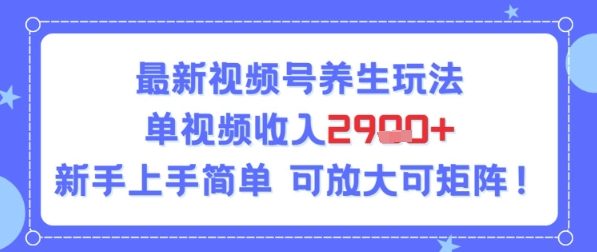 视频号养生玩法，单视频收入2.9k，新手上手简单_抖汇吧