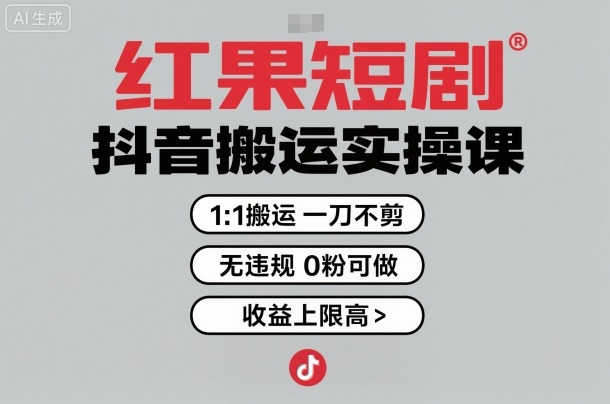 红果短剧拉新之抖音搬运实操课，1：1搬运，一刀不剪，无违规，0粉可做，收益上限高_抖汇吧
