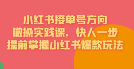 接单号方向·小红书微操实践课，快人一步，提前掌握小红书爆款玩法_抖汇吧