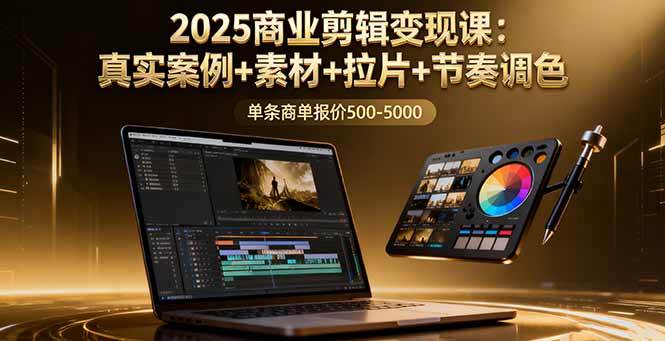 （16130期）2025商业剪辑变现课：真实案例+素材+拉片+节奏调色，单条商单报价500-5000_抖汇吧
