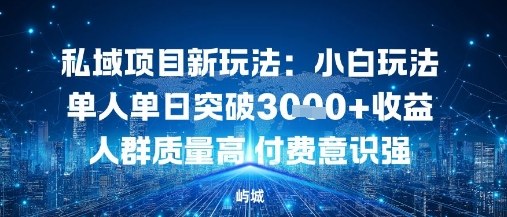 私域项目新玩法：小白玩法单人单日突破1k收益人群质量高付费意识强_抖汇吧