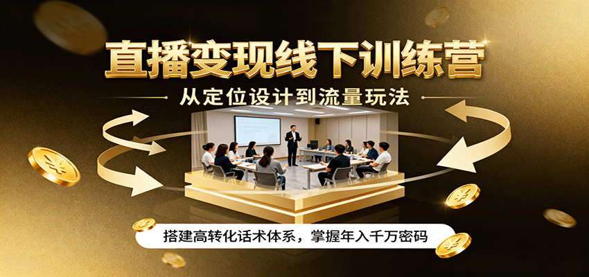 直播变现线下训练营，从定位设计到流量玩法，搭建高转化话术体系，掌握年入千万密码_抖汇吧