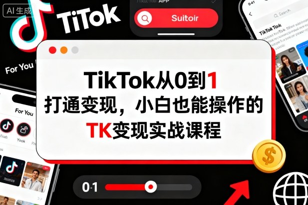 TikTok从0到1打通变现，小白也能操作的TK变现实战课程_抖汇吧