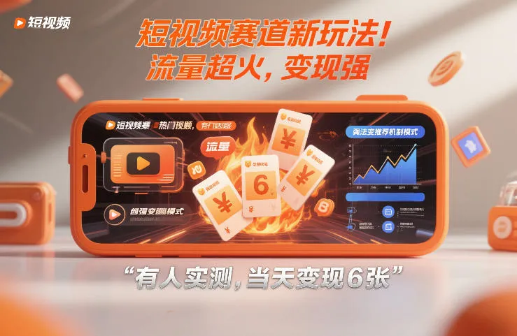 短视频赛道新玩法！流量超火，变现强，有人实测，当天变现6张_抖汇吧