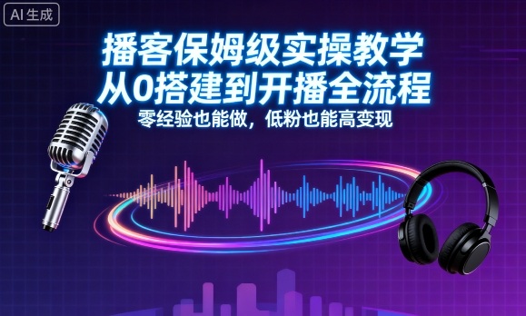 播客保姆级实操教学，从0搭建到开播全流程，零经验也能做，低粉也能高变现_抖汇吧