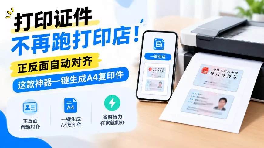 打印证件不再跑打印店!正反面自动对齐,这款神器一键生成A4复印件