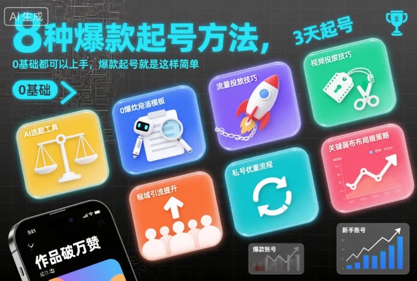 8种爆款起号方法，0基础都可以上手，爆款起号就是这样简单_抖汇吧
