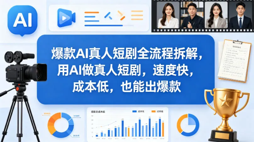 爆款AI真人短剧全流程拆解，用AI做真人短剧，速度快，成本低，也能出爆款_抖汇吧