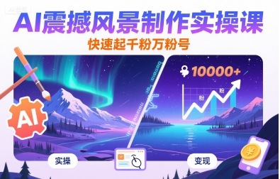 AI震撼风景制作实操课，快速起千粉万粉号_抖汇吧