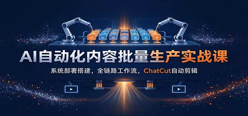 AI自动化内容批量生产实战课：系统部署搭建，全链路工作流，ChatCut自动剪辑_抖汇吧