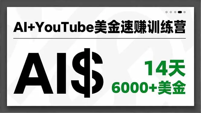 AI+YouTube美金速赚训练营,AI量产、爆款公式、急速变现、独家视野,14天创收6000+美金_抖汇吧