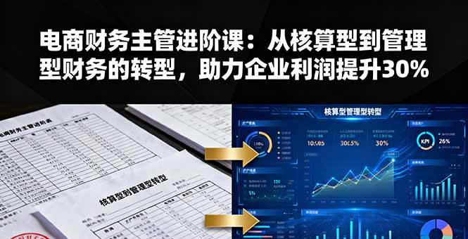 （16193期）电商财务主管进阶课：从核算型到管理型财务的转型，助力企业利润提升30%_抖汇吧