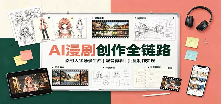AI漫剧创作全链路：素材人物场景生成，配音剪辑，批量制作变现_抖汇吧