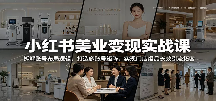 小红书美业变现实战课：拆解账号布局逻辑，打造多账号矩阵，实现门店爆品长效引流拓客_抖汇吧