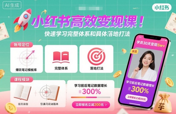 小红书高效变现课，快速学习小红书完整体系和具体落地打法_抖汇吧