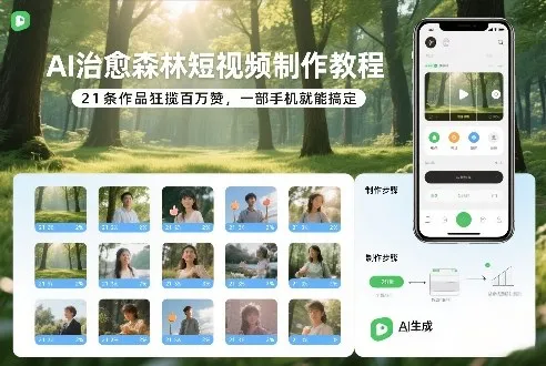 AI治愈森林短视频制作教程，21条作品狂揽百万赞，一部手机就能搞定_抖汇吧