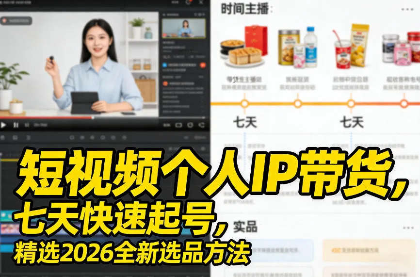 短视频个人IP带货,七天快速起号,精选2026全新选品方法_抖汇吧