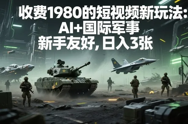 外面收费1980的短视频新玩法：AI+国际军事，新手友好，日入3张+【附详细教程】_抖汇吧