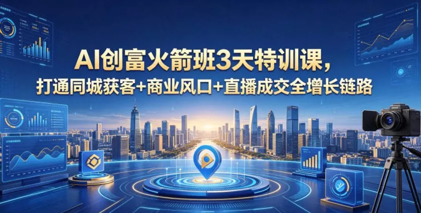 AI创富火箭班3天特训课，打通同城获客+商业风口+直播成交全增长链路，2026年4月新课_抖汇吧
